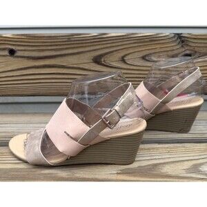 DexFlex by DEXTER  Rose Gold Pink Slingback High Wedge Sandals US Sz 8M